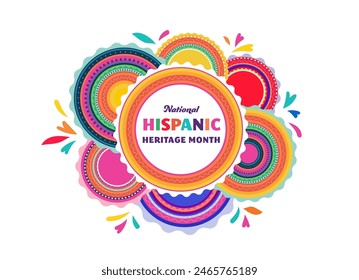 In: National Hispanic Heritage Month Celebration. Hintergrund, Banner und Blumenkarton. Buntes Konzept Design Blumenmuster. Vektorillustration