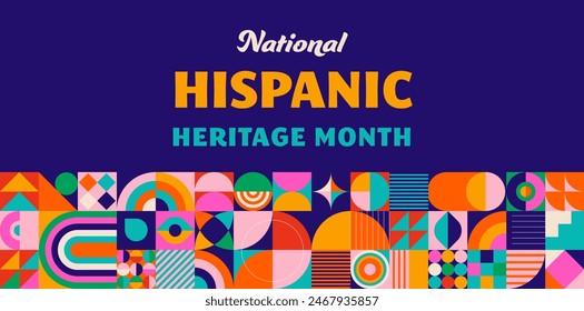 National hispanic heritage month celebration. Background, banner and card with flowers. Geometric colorful concept design floral pattern. Vector illustration