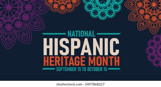 National Hispanic Heritage Month celebration background, typography, banner, placard, card, and poster design template 
