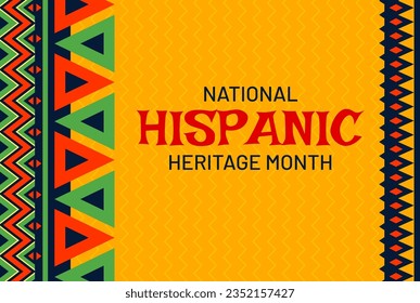 National Hispanic heritage month festival poster with ethnic ornament pattern, vector background. Hispanic Americans culture, tradition and art heritage festival banner with Latin folk ornament