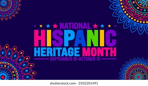 National Hispanic Heritage Month festival mandala background or banner template. use to banner, card, poster, placard, design template with unique shapes with standard color.