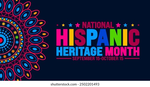 National Hispanic Heritage Month Festival Mandala Hintergrund oder Banner Vorlage. verwenden, um Banner, Karte, Poster, Plakat, Design-Vorlage mit einzigartigen Formen mit Standardfarbe.