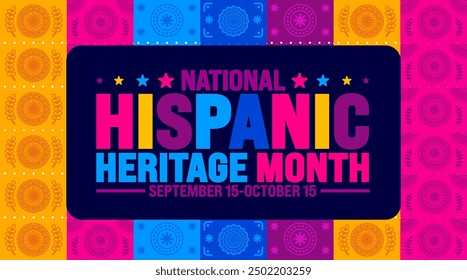 National Hispanic Heritage Month festival geometric shape pattern Papel Picado background or banner template. use to banner, card, poster, placard, design template with unique shapes.