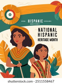 National Hispanic Heritage Month Festival Poster Banner Hispanic amerikanische Kultur, Traditionen Design Vektorgrafik.