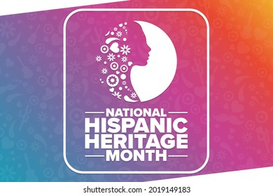 National Hispanic Heritage Month. Holiday concept. Template for background, banner, card, poster with text inscription. Vector EPS10 illustration