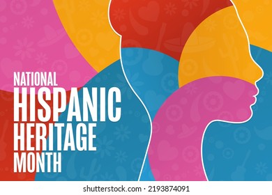 National Hispanic Heritage Month. Holiday concept. Template for background, banner, card, poster with text inscription. Vector EPS10 illustration