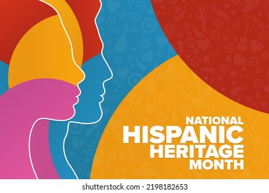 National Hispanic Heritage Month. Holiday concept. Template for background, banner, card, poster with text inscription. Vector EPS10 illustration