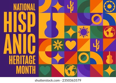 National Hispanic Heritage Month. Holiday concept. Template for background, banner, card, poster with text inscription. Vector EPS10 illustration