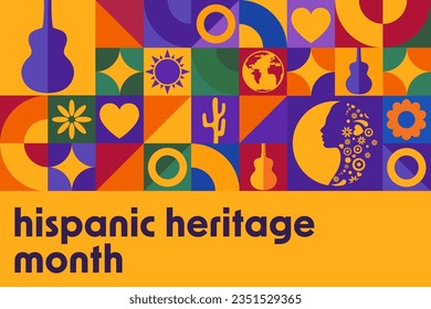 National Hispanic Heritage Month. Holiday concept. Template for background, banner, card, poster with text inscription. Vector EPS10 illustration