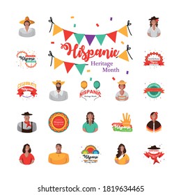 national hispanic heritage month icons group design, culture and latino theme Vector illustration