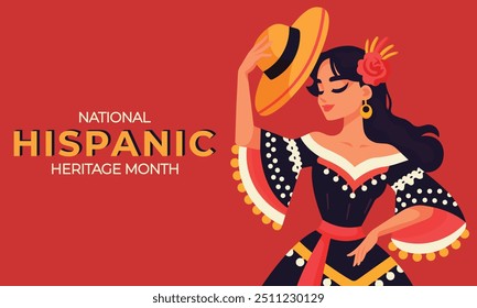 National Hispanic Heritage Month  illustration with dancing woman