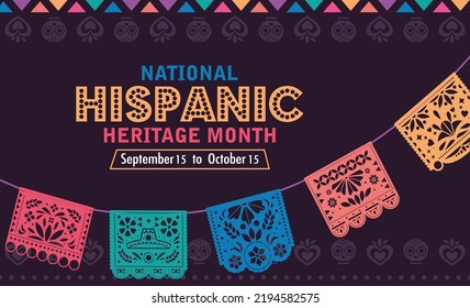 National Hispanic Heritage Month Layout Design Using Web Banner, Poster, Flyer, Etc. Modern Template Of Hispanic Heritage Month Celebrates At United States.