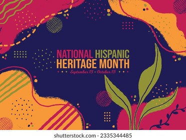 Antecedentes del Mes del Patrimonio Nacional Hispano Memphis. 15 de setiembre a 15 de octubre Celebración de Conciencia. Ilustración vectorial de pancarta horizontal. Gráfica de promoción del encabezado de la página web en medios sociales