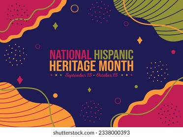 Antecedentes del Mes del Patrimonio Nacional Hispano Memphis. 15 de setiembre a 15 de octubre Celebración de Conciencia. Ilustración vectorial de pancarta horizontal. Gráfica de promoción del encabezado de la página web en medios sociales