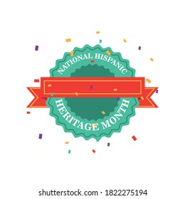national hispanic heritage month in seal stamp with ribbon design, culture and latino theme Vector illustration
