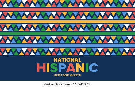 National Hispanic Heritage Month in September and October. Hispanic and Latino Americans culture. Celebrate annual in United States. Poster, card, banner and background. Vector illustration