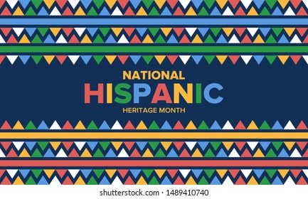 National Hispanic Heritage Month in September and October. Hispanic and Latino Americans culture. Celebrate annual in United States. Poster, card, banner and background. Vector illustration