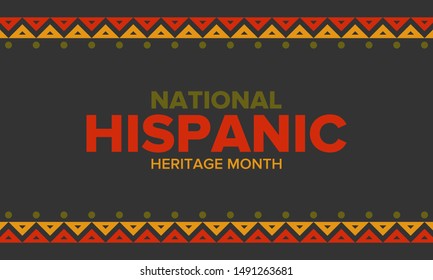 National Hispanic Heritage Month in September and October. Hispanic and Latino Americans culture. Celebrate annual in United States. Poster, card, banner and background. Vector illustration