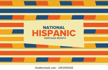 National Hispanic Heritage Month in September and October. Hispanic and Latino Americans culture. Celebrate annual in United States. Poster, card, banner and background. Vector illustration