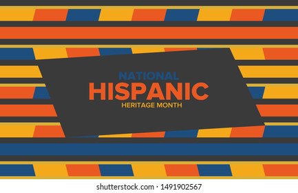 National Hispanic Heritage Month in September and October. Hispanic and Latino Americans culture. Celebrate annual in United States. Poster, card, banner and background. Vector illustration