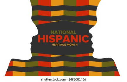 National Hispanic Heritage Month in September and October. Hispanic and Latino Americans culture. Celebrate annual in United States. Poster, card, banner and background. Vector illustration