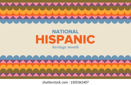 National Hispanic Heritage Month in September and October. Hispanic and Latino Americans culture. Celebrate annual in United States. Poster, card, banner and background. Vector illustration