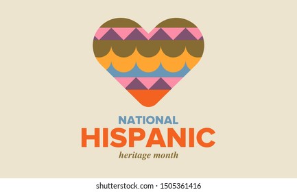 National Hispanic Heritage Month in September and October. Hispanic and Latino Americans culture. Celebrate annual in United States. Poster, card, banner and background. Vector illustration