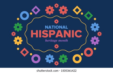 National Hispanic Heritage Month in September and October. Hispanic and Latino Americans culture. Celebrate annual in United States. Poster, card, banner and background. Vector illustration