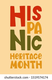 National Hispanic Heritage Month in September and October. Hispanic and Latino Americans culture. Celebrate annual in United States. Poster, card, banner and background. Vector illustration