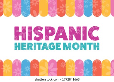 National Hispanic Heritage Month. September 15 to October 15. 
Holiday concept. Template for background, banner, card, poster with text inscription. Vector EPS10 illustration