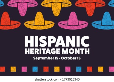 National Hispanic Heritage Month. September 15 to October 15. 
Holiday concept. Template for background, banner, card, poster with text inscription. Vector EPS10 illustration