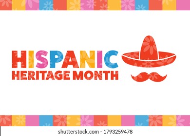 National Hispanic Heritage Month. September 15 to October 15. 
Holiday concept. Template for background, banner, card, poster with text inscription. Vector EPS10 illustration