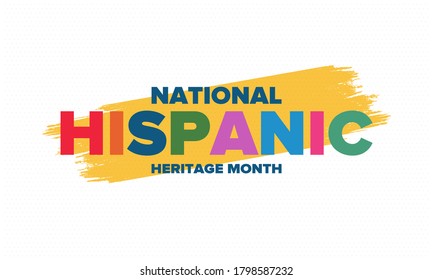 National Hispanic Heritage Month in September and October. Hispanic and Latino Americans culture. Celebrate annual in United States. Poster, card, banner and background. Vector illustration
