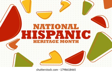 National Hispanic Heritage Month September 15 - October 15. Hispanic and Latino Americans culture. Background, poster, greeting card, banner design. Vector EPS 10