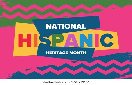 National Hispanic Heritage Month in September and October. Hispanic and Latino Americans culture. Celebrate annual in United States. Poster, card, banner and background. Vector illustration