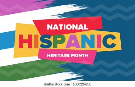 National Hispanic Heritage Month in September and October. Hispanic and Latino Americans culture. Celebrate annual in United States. Poster, card, banner and background. Vector illustration