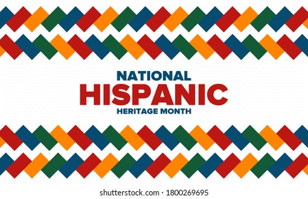 National Hispanic Heritage Month in September and October. Hispanic and Latino Americans culture. Celebrate annual in United States. Poster, card, banner and background. Vector illustration