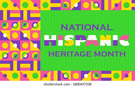 National Hispanic Heritage Month September 15 - October 15. Hispanic and Latino Americans culture. Background, poster, greeting card, banner design. Vector EPS 10