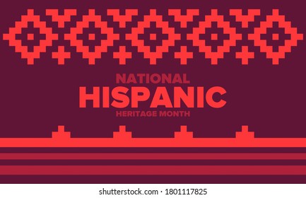 Mes del Patrimonio Nacional Hispano en septiembre y octubre. Cultura hispánica y latinoamericana. Celebrar anualmente en Estados Unidos. Cartel, tarjeta, cartel y fondo. Ilustración del vector