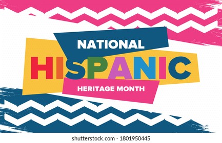 National Hispanic Heritage Month in September and October. Hispanic and Latino Americans culture. Celebrate annual in United States. Poster, card, banner and background. Vector illustration