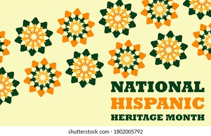 National Hispanic Heritage Month September 15 - October 15. Hispanic and Latino Americans culture. Background, poster, greeting card, banner design. Vector EPS 10