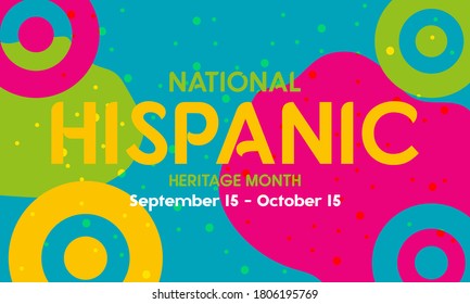 National Hispanic Heritage Month September 15 - October 15. Hispanic and Latino Americans culture. Background, poster, greeting card, social media banner design. Vector EPS 10