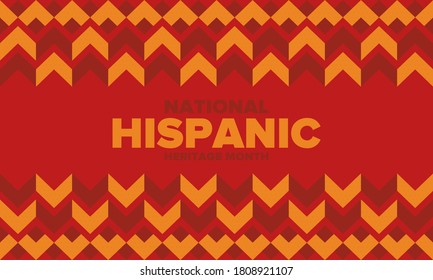 National Hispanic Heritage Month in September and October. Hispanic and Latino Americans culture. Celebrate annual in United States. Poster, card, banner and background. Vector illustration