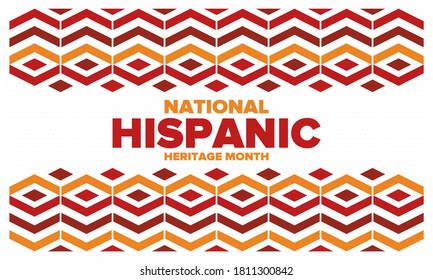 National Hispanic Heritage Month in September and October. Hispanic and Latino Americans culture. Celebrate annual in United States. Poster, card, banner and background. Vector illustration