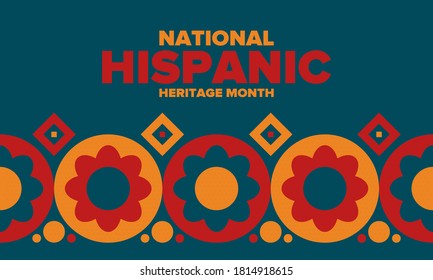 National Hispanic Heritage Month in September and October. Hispanic and Latino Americans culture. Celebrate annual in United States. Poster, card, banner and background. Vector illustration