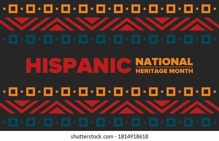 National Hispanic Heritage Monat im September und Oktober. Hispanische und lateinamerikanische Kultur. Feiern Sie jedes Jahr in den Vereinigten Staaten. Poster, Karte, Banner und Hintergrund. Vektorgrafik