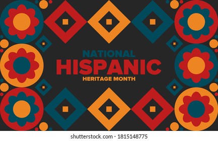 National Hispanic Heritage Month in September and October. Hispanic and Latino Americans culture. Celebrate annual in United States. Poster, card, banner and background. Vector illustration