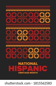 National Hispanic Heritage Month in September and October. Hispanic and Latino Americans culture. Celebrate annual in United States. Poster, card, banner and background. Vector illustration