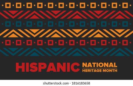 National Hispanic Heritage Month in September and October. Hispanic and Latino Americans culture. Celebrate annual in United States. Poster, card, banner and background. Vector illustration