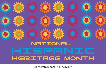 National Hispanic Heritage Month September 15 - October 15. Hispanic and Latino Americans culture. Background, poster, greeting card, social media banner design. Vector EPS 10